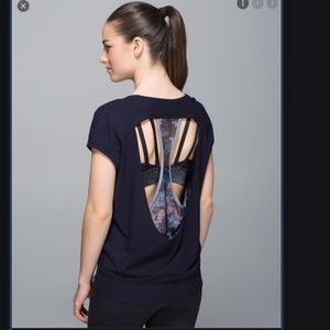 Lululemon If You're Lucky Short Sleeve Tee Naval Blue